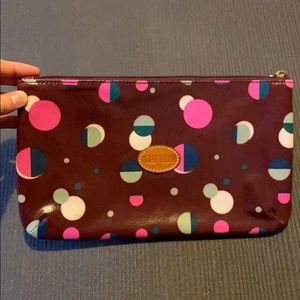 Maroon dotted Fossil pouch/ clutch